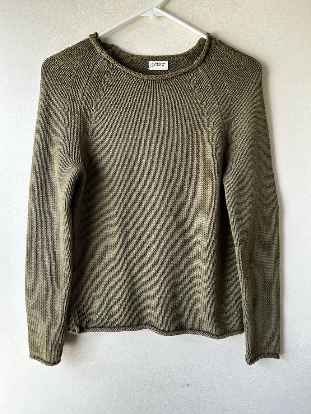 Heritage Minimalist Granola Girl J. Crew Factory Roll Neck Knit Sweater Olive XS